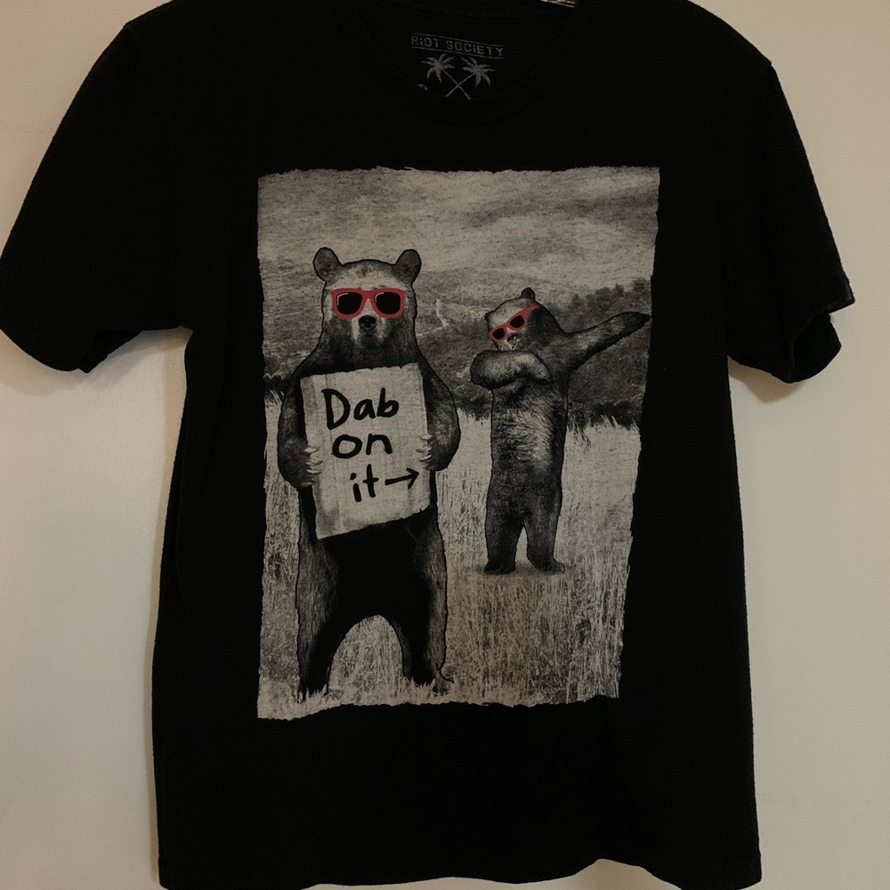 Riot Society Black T-Shirt with Bear Design